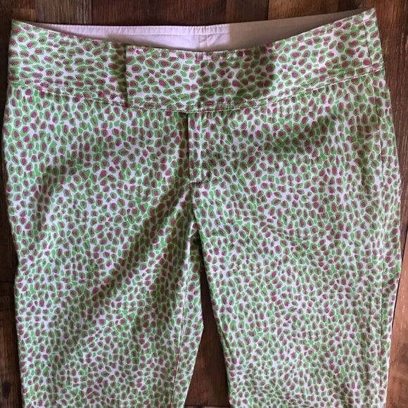Lilly Pulitzer green pink pixie cropped capri pants  slacks sz 6 - Picture 5 of 7